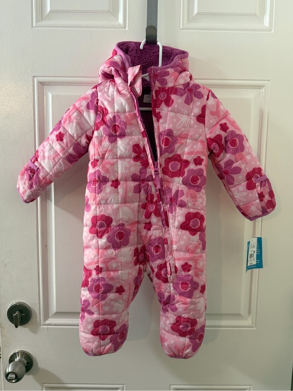 Cozy Floral Quilted Pink Baby One-Piece Footie